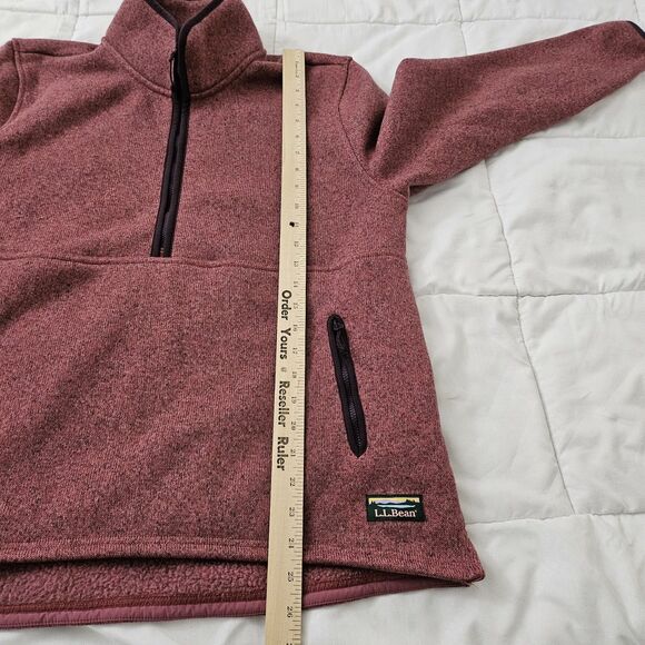 LL Bean Sweater Womens Medium Dark Plum Rose Fleece‎ Half-Zip Pullover Outdoor - Picture 9 of 10
